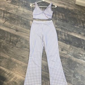 LAVENDER CHECKERED MATCHING SET